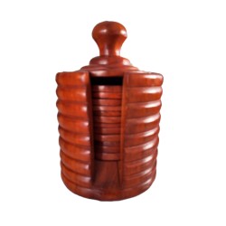 Dessous de verre artisanaux en bois – Fait main au Cameroun avec support
